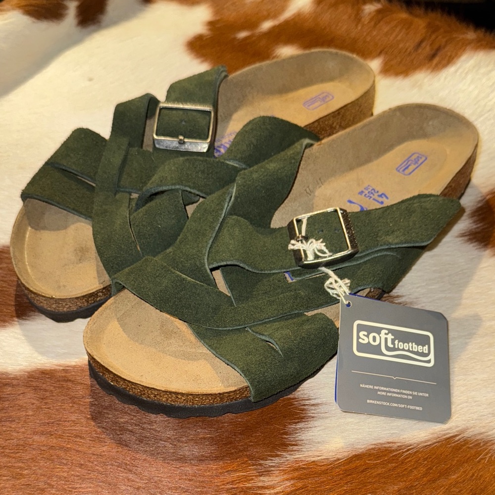 Birkenstock New w/o Lugano Mountain View Green Suede Soft FB 41